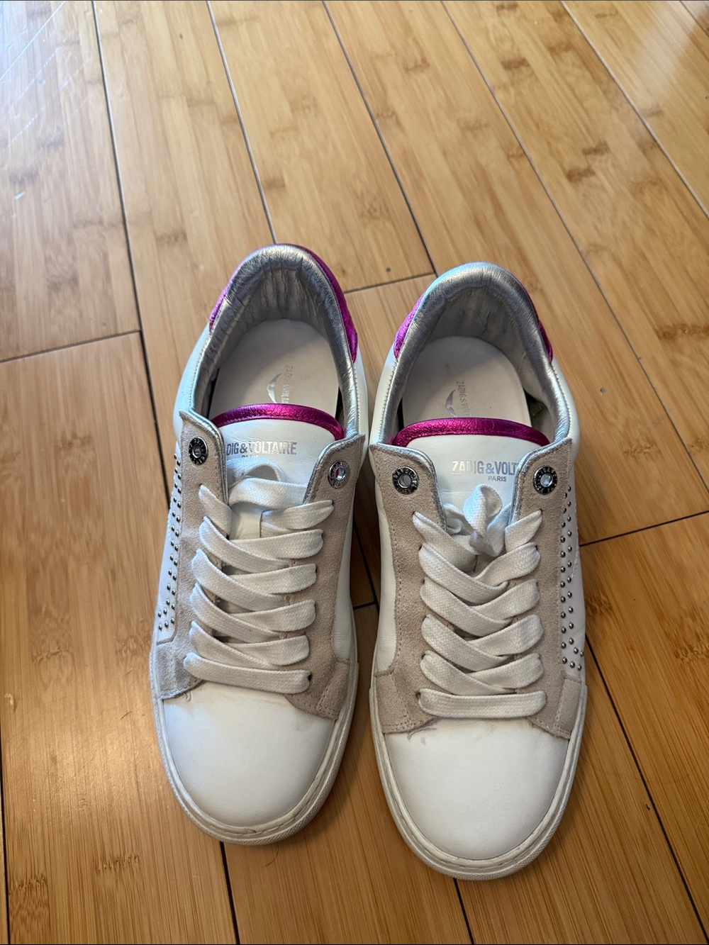 Zadig & Voltaire White Sneakers with Pink Accent